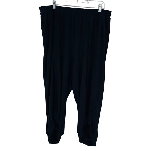 Colletta High Rise Cropped Balloon Pants Size 16 Black Pull On Causal Tulip Hem - Picture 1 of 13